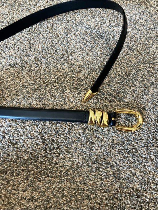 Madewell Accessories - Madewell Black Leather Belt with Gold Hardware